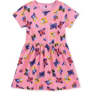 Kids' Pink Butterfly Print Dress